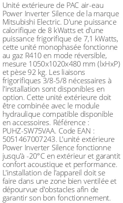 Unité extérieure Power Inverter Silence 8 kWatts Monophasé R410