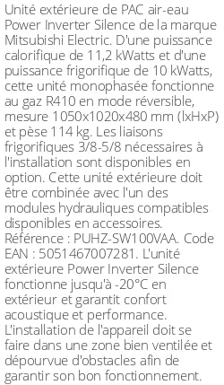 Unité extérieure Power Inverter Silence 11.2 kWatts Monophasé R410