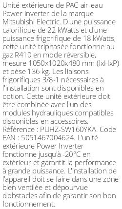 Unité extérieure Power Inverter 22 kWatts Triphasé R410