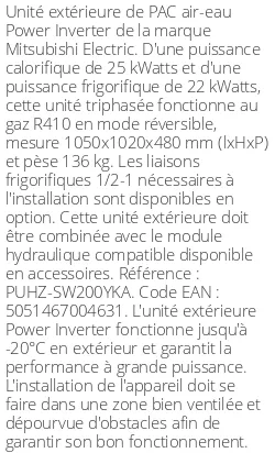 Unité extérieure Power Inverter 25 kWatts Triphasé R410