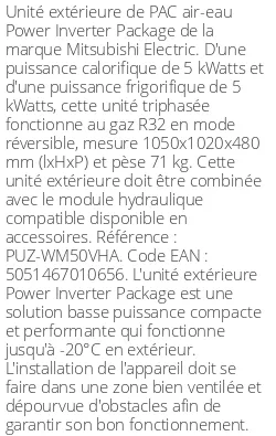Unité extérieure Power Inverter Package 5 kWatts Monophasé R32