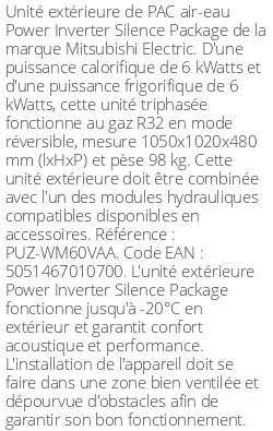 Unité extérieure Power Inverter Silence Package 6 kWatts Monophasé R32