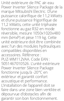 Unité extérieure Power Inverter Silence Package 11.2 kWatts Monophasé R32
