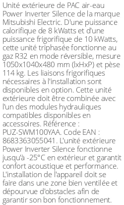 Unité extérieure Power Inverter Silence 10 kWatts Triphasé R32