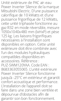 Unité extérieure Power Inverter Silence 12 kWatts Triphasé R32
