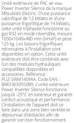 Unité extérieure Power Inverter Silence 13 kWatts Triphasé R32
