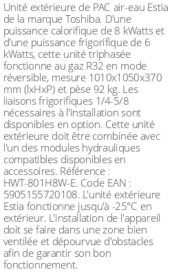 Unité extérieure Estia 8 kWatts Triphasé R32