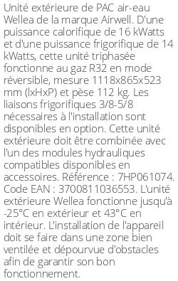 Unité extérieure Wellea 16 kWatts Triphasé R32