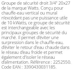 Groupe de sécurité droit 3/4" pour chauffe-eau