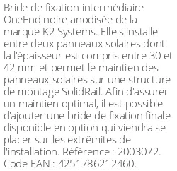 Bride de fixation intermédiaire OneEnd noire anodisée