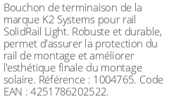 Bouchon de terminaison pour rail SolidRail Light