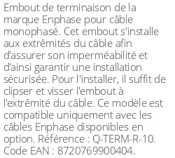 Embout de terminaison pour câble monophasé Enphase