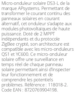 Micro-onduleur solaire DS3-L, 730 Voltampères