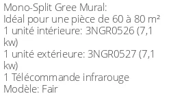 Climatiseur Mural Fair 7,1 kWatts Blanc