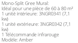 Climatiseur Mural Amber, 7,1 kWatts