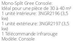 Climatiseur Console 3,52 kWatts