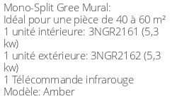 Climatiseur Mural Amber, 5,3 kWatts