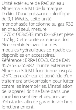 Unité extérieure Altherma 3 R MT 9.1 kWatts Monophasé