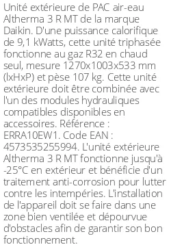Unité extérieure Altherma 3 R MT 9.1 kWatts Triphasé