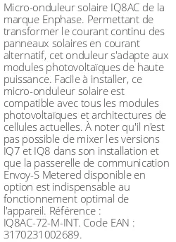 Micro-onduleur solaire IQ8AC, 366 Voltampères