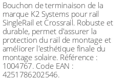 Bouchon de terminaison pour rail SingleRail et CrossRail