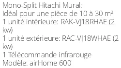 Climatiseur Mural airHome 600 2 kWatts