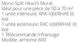 Climatiseur Mural airHome 600 6 kWatts