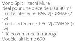Climatiseur Mural airHome 600 7 kWatts