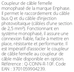 Coupleur de câble femelle monophasé