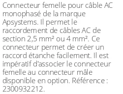 Connecteur femelle pour câble AC monophasé
