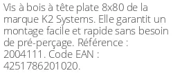 Vis à bois à tête plate 8x80