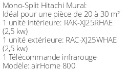 Climatiseur Mural airHome 800 2,5 kWatts