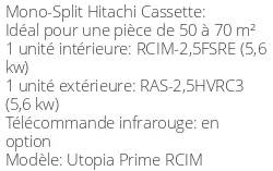 Climatiseur Cassette Utopia Prime RCIM 5,6 kWatts