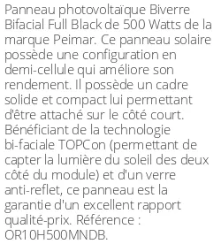 Panneau photovoltaïque Biverre Bifacial Full Black, 500 Watts