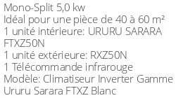 Climatiseur Daikin URURU SARARA FTXZ50N R-32