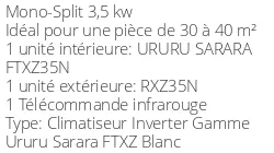 Climatiseur Daikin URURU SARARA FTXZ35N R-32
