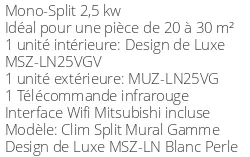 Climatiseur Mural Mitsubishi MSZ-LN25VGV