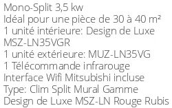Climatiseur Réversible Mitsubishi MSZ-LN35VGR