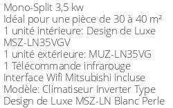 Climatiseur Mural Mitsubishi MSZ-LN35VGV
