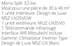 Climatiseur Réversible Mitsubishi MSZ-LN35VGW