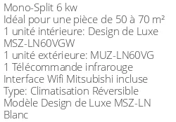 Climatiseur Réversible Mitsubishi MSZ-LN60VGW