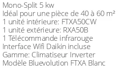 Climatiseur Daikin Stylish FTXA50CW + RXA50B