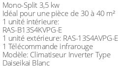 Climatiseur Mural TOSHIBA DAISEIKAI R32 RAS-B13S4KVPG-E