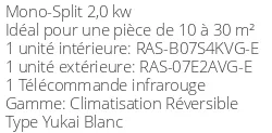 Climatiseur Mural Toshiba Yukai RAS-B07S4KVG-E