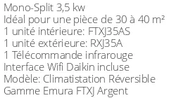 Climatiseur Daikin EMURA 3 FTXJ35AS + RXJ35A