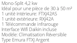 Climatiseur Daikin Emura 3 FTXJ42AS