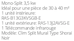 Climatiseur Mural Toshiba Shorai Edge RAS-B13G3KVSGB-E Black