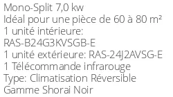 Climatiseur Mural Toshiba Shorai Edge RAS-B24G3KVSGB-E Black