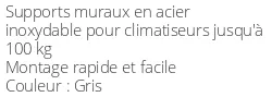 Jeux de supports muraux en acier inoxydable de 500 mm et 100 kg