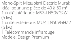 Climatiseur Mural Design Premium + 5 kWatts Blanc Pur